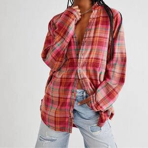 We the Free Summer Daydream Plaid Button-down-Xl Berry Combo